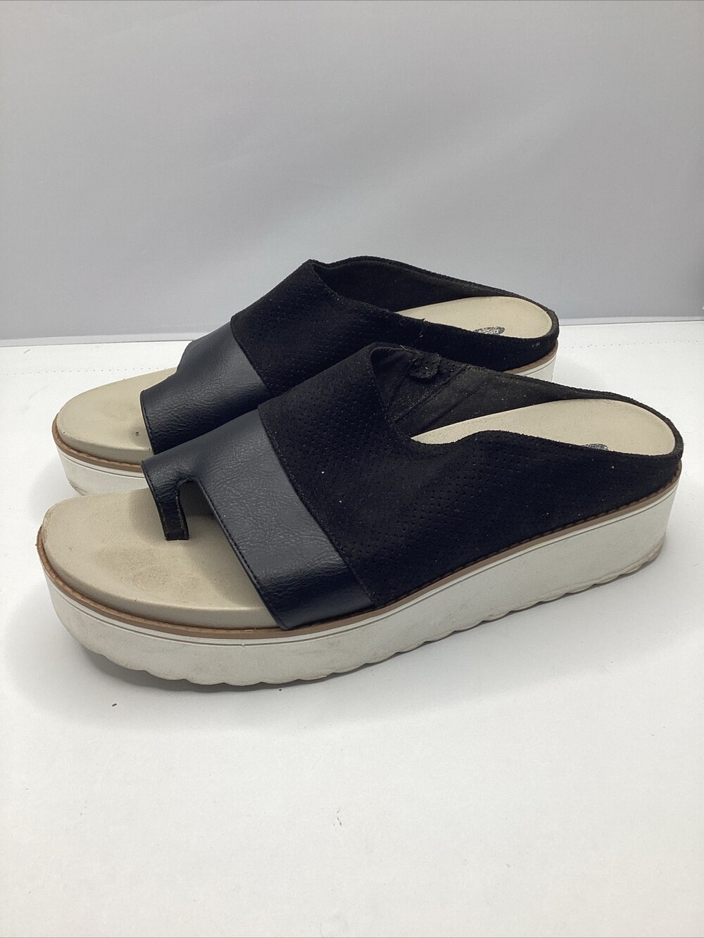 DR SCHOLL'S MORRIS 9.5M Womens Black Toe Strap Comfortable Styli Thong Sandals - Picture 3 of 11